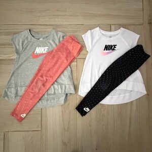 Nike Girls Active Tops and Legging sets - Gray/Coral & White/Black